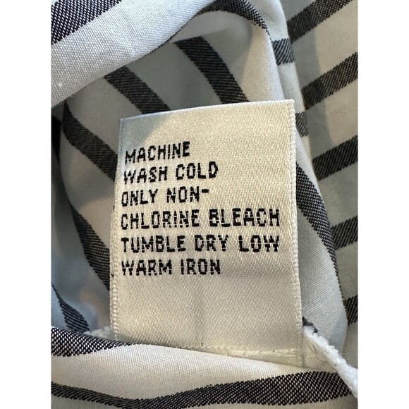 Talbots Black and White Striped 3/4 Sleeve Zip Front Collared Womens Top Size 2P - Picture 7 of 7